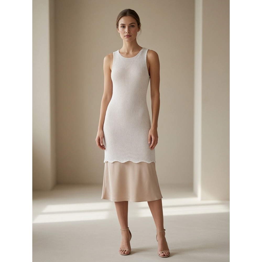 Cotton‎ Candy LA Cream Knit Sleeveless Tunic Dress Swim Cover Up Small